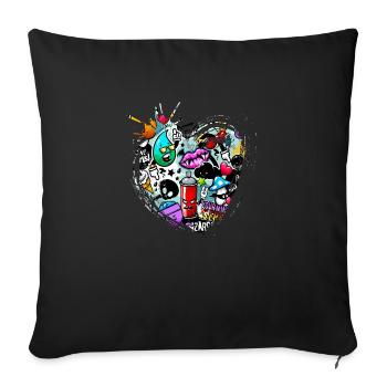 Graffiti style Splash hip hop couleurs peintre couleur - Coussin et housse de 45 x 45 cm - noir - Devant