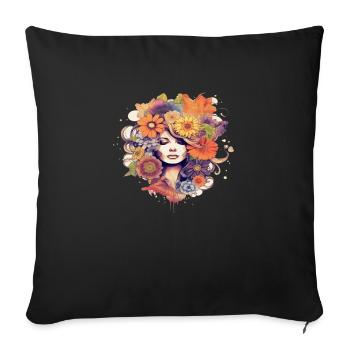 Flower power girl 5 - Coussin et housse de 45 x 45 cm - noir - Devant
