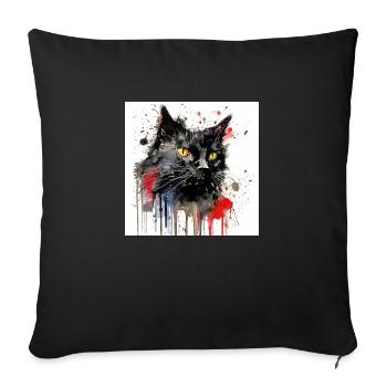 Distressed Grungy Punky Graffiti Cat VII - Sofa pillow with filling 45cm x 45cm - black - Front