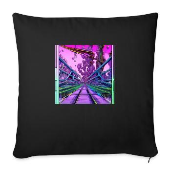 Surreale Welt mit Schienen - Sofakissen mit Füllung 45 x 45 cm - Schwarz - Vorne