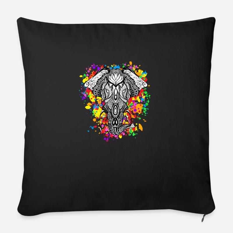 Elefant Regenbogen - Sofakissen mit Füllung 45 x 45 cm - Schwarz
