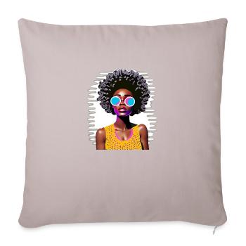 Femme avec afro dans le style pop art - Coussin et housse de 45 x 45 cm - taupe clair - Devant