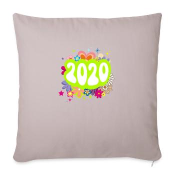 Année 2020 anniversaire Groovy floral - Coussin et housse de 45 x 45 cm - taupe clair - Devant