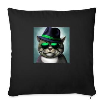 Chat gangster - Coussin et housse de 45 x 45 cm - noir - Devant