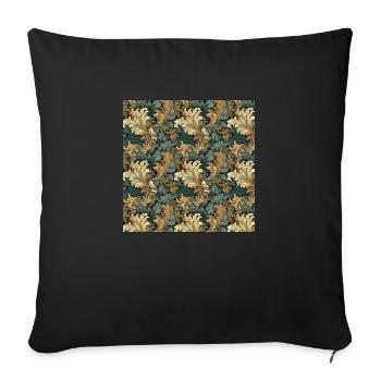 Feuilles sans couture Motif Feuille Feuillage Nature Print - Coussin et housse de 45 x 45 cm - noir - Devant