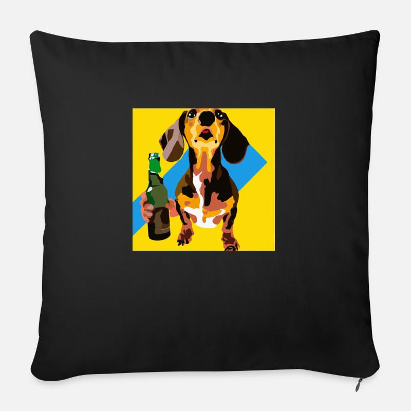 Teckel à bière - Coussin et housse de 45 x 45 cm - noir
