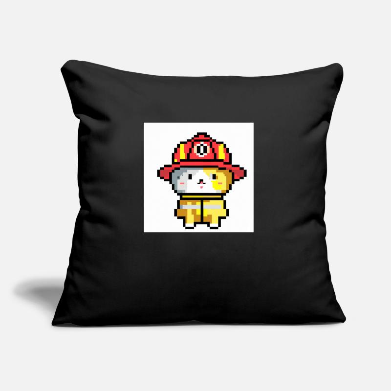 Cat Firefighter, Uniform, Pixel Art Sofa pillow with filling 45cm x 45cm