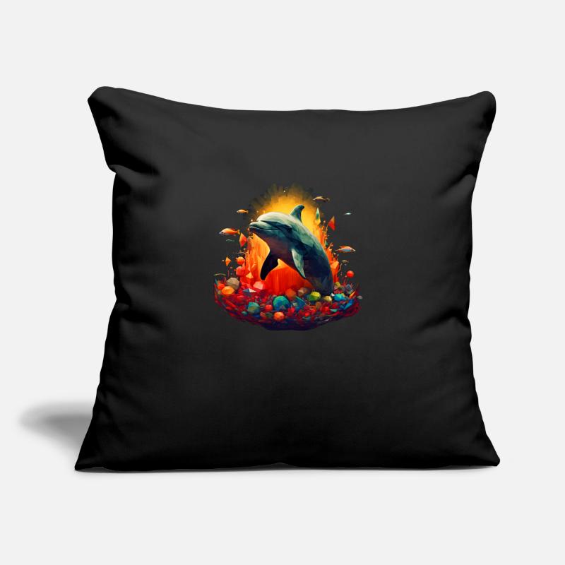 Le dauphin saute hors de son élément Coussin et housse de 45 x 45 cm