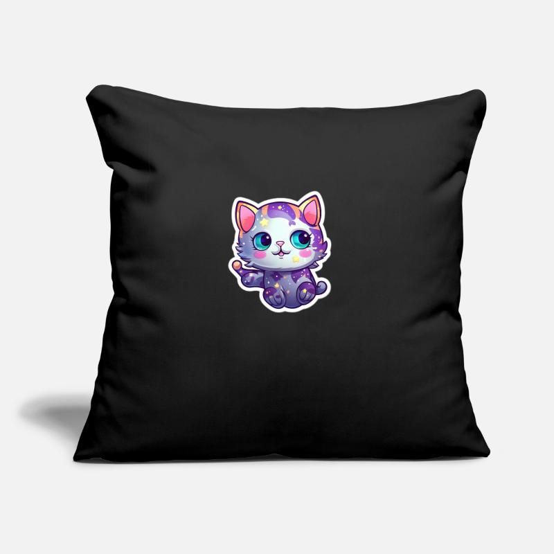 Mignon chat de dessin animé flottant dans l’espace Coussin et housse de 45 x 45 cm