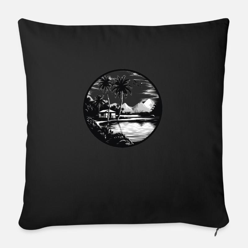 Destination de rêve minimaliste - Coussin et housse de 45 x 45 cm - noir