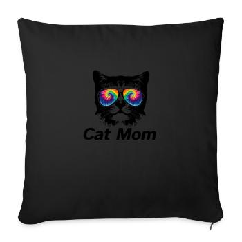 cat mom 12121 png - Sofa pillow with filling 45cm x 45cm - black - Front