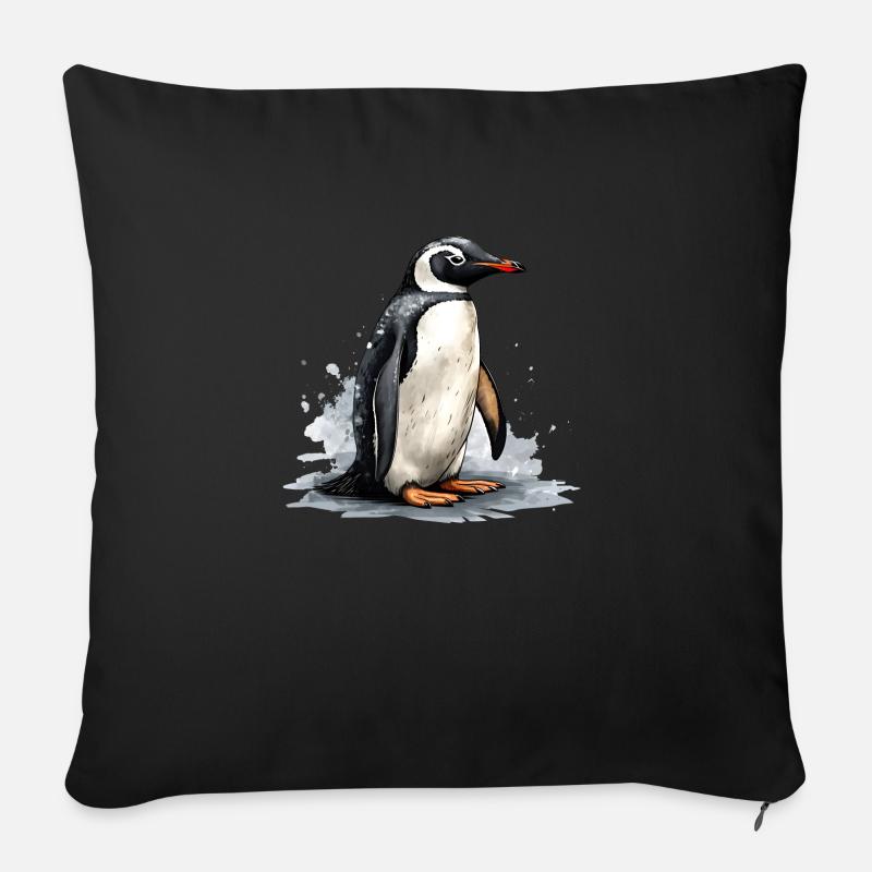Pinguin auf Eisscholle - Sofakissen mit Füllung 45 x 45 cm - Schwarz