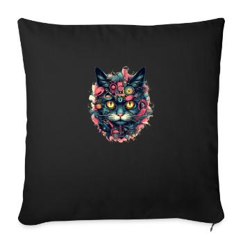 Cyberpunk Cat - Sofa pillow with filling 45cm x 45cm - black - Front