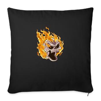 Flammender Schädel - Sofakissen mit Füllung 45 x 45 cm - Schwarz - Vorne