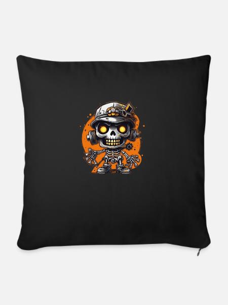 Cooles Chibi-Skelett - Sofakissen mit Füllung 45 x 45 cm - Schwarz
