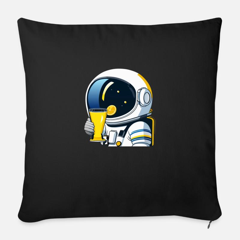 astronaut drinks lemon tea - Sofakissen mit Füllung 45 x 45 cm - Schwarz