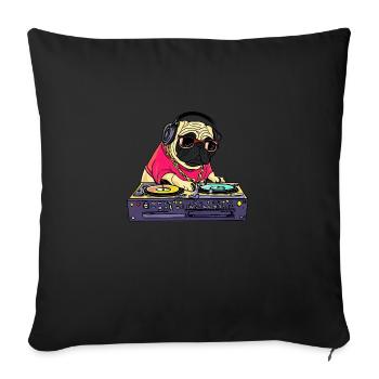 Pug DJ! - Coussin et housse de 45 x 45 cm - noir - Devant