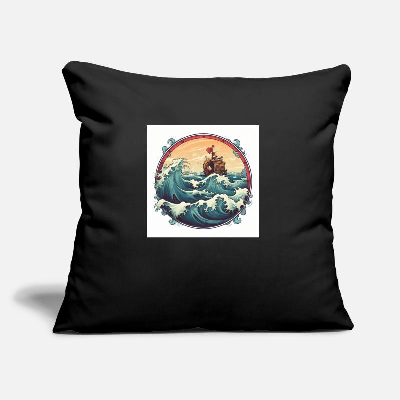 travel love symbol withe Kompass see waves Sofakissen mit Füllung 45 x 45 cm
