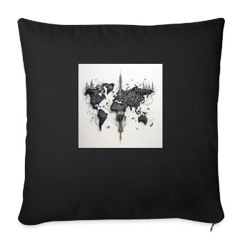 world map black and withe - Sofakissen mit Füllung 45 x 45 cm - Schwarz - Vorne