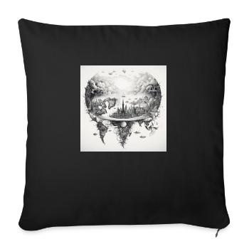 world map black and withe - Sofakissen mit Füllung 45 x 45 cm - Schwarz - Vorne