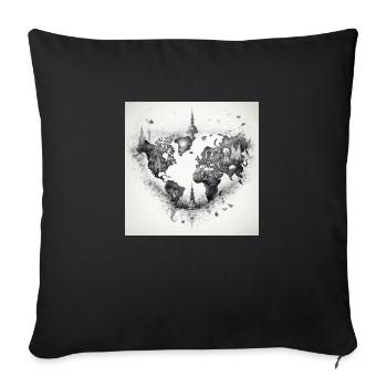 world map black and withe - Sofakissen mit Füllung 45 x 45 cm - Schwarz - Vorne