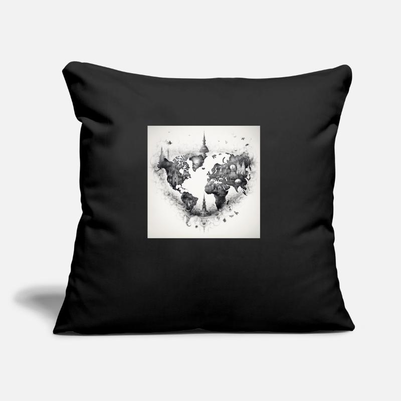 world map black and withe Sofakissen mit Füllung 45 x 45 cm