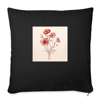 one line art flowers in hand - Sofakissen mit Füllung 45 x 45 cm - Schwarz - Vorne