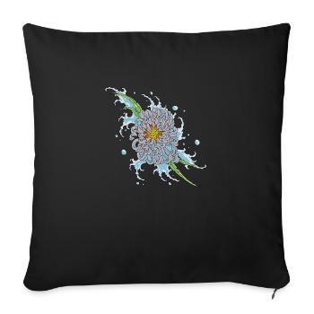 chrysanthème 2 - Coussin et housse de 45 x 45 cm - noir - Devant