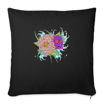 chrysanthème 4 - Coussin et housse de 45 x 45 cm - noir - Devant