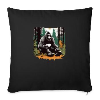 Großes Essen Kaffee trinken - Sofakissen mit Füllung 45 x 45 cm - Schwarz - Vorne