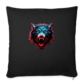 wolf - Sofa pillow with filling 45cm x 45cm - black - Front
