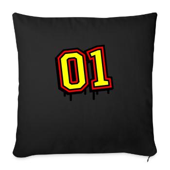 01 eins nummer - Sofakissen mit Füllung 45 x 45 cm - Schwarz - Vorne