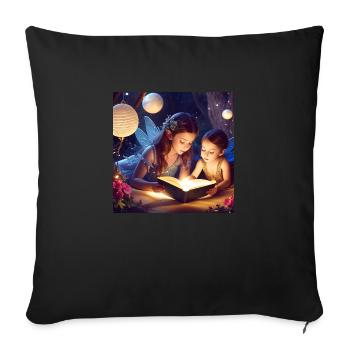 L’heure du conte - Coussin et housse de 45 x 45 cm - noir - Devant