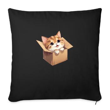 Katze in Karton - Sofakissen mit Füllung 45 x 45 cm - Schwarz - Vorne