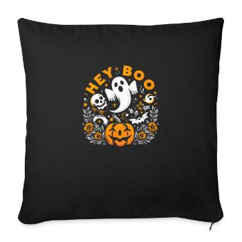 Hey Boo Halloween - Sofa pillow with filling 45cm x 45cm - black - Front