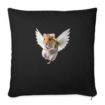 Winged hamster - Sofa pillow with filling 45cm x 45cm - black - Front