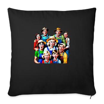 Famille de personnes stressées de la campagne - Coussin et housse de 45 x 45 cm - noir - Devant