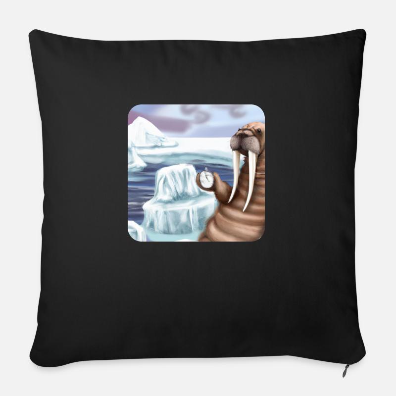 Walross Klimawandel - Sofakissen mit Füllung 45 x 45 cm - Schwarz