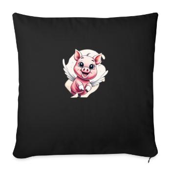 Flying Piggy Happy - Coussin et housse de 45 x 45 cm - noir - Devant