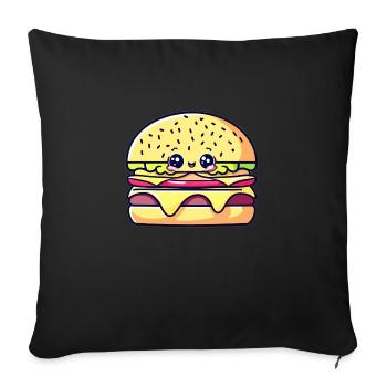 Großer Burger - Sofakissen mit Füllung 45 x 45 cm - Schwarz - Vorne