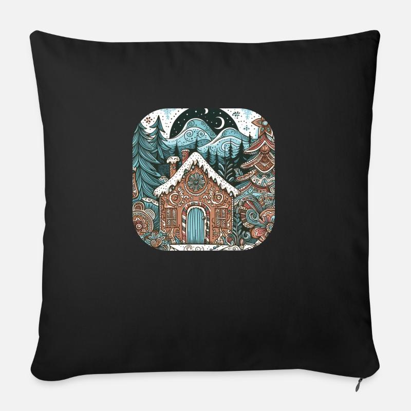 Lebkuchenhaus - Sofakissen mit Füllung 45 x 45 cm - Schwarz