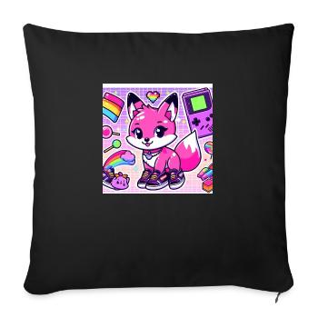 Kawaii Retro Gaming Fox - Sofa pillow with filling 45cm x 45cm - black - Front