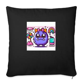 80s Retro Monster Kawaii - Sofa pillow with filling 45cm x 45cm - black - Front