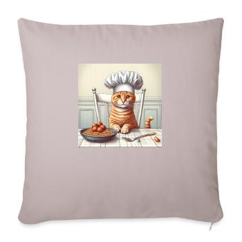 Cat Cook - Sofa pillow with filling 45cm x 45cm - light taupe - Front