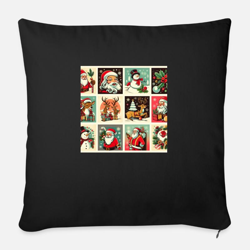 Weihnachtlicher Rahmen - Sofakissen mit Füllung 45 x 45 cm - Schwarz