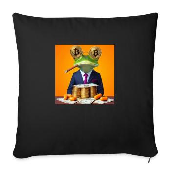 Frosch mit Geld - Sofakissen mit Füllung 45 x 45 cm - Schwarz - Vorne