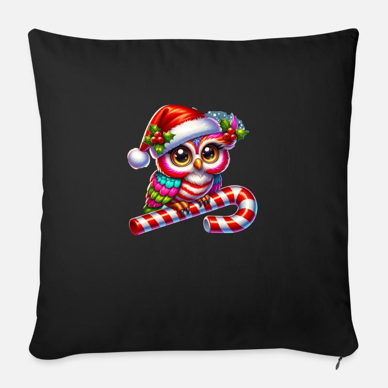 Weihnachtseule - Sofakissen mit Füllung 45 x 45 cm - Schwarz