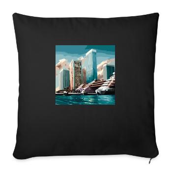 Arrival in Miami over water (Miami Collection) - Sofa pillow with filling 45cm x 45cm - black - Front