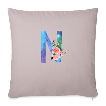 Lettre N watercolor - Coussin et housse de 45 x 45 cm - taupe clair - Devant