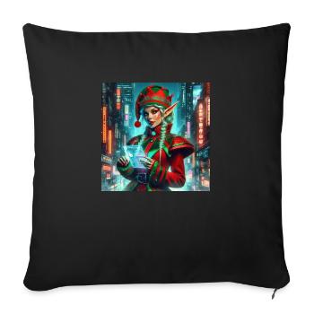 Cyberpunk Weihnachtselfe - Sofakissen mit Füllung 45 x 45 cm - Schwarz - Vorne